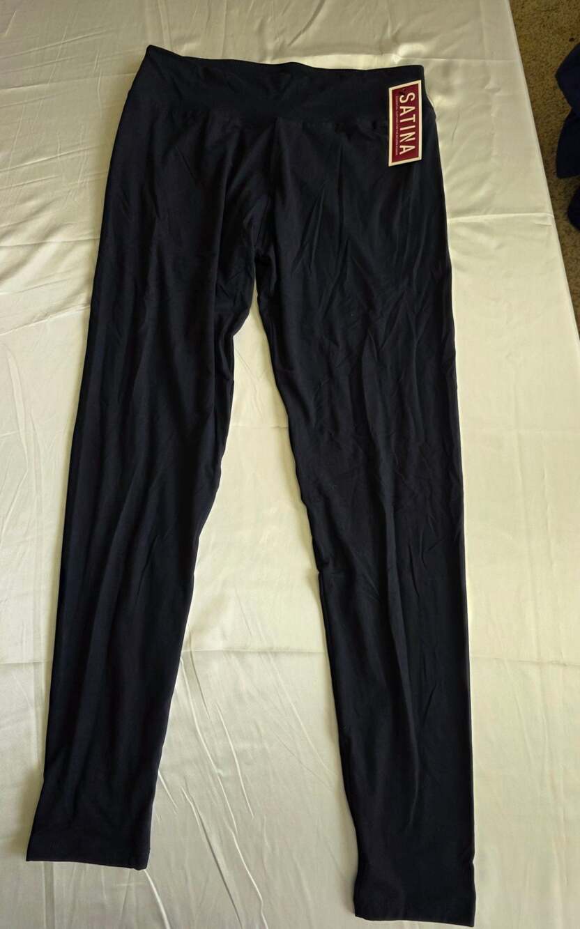 NWT Satina Dark Navy Blue Leggings Large - Picture 1 of 4